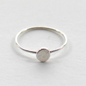Minimalist Stacking Ring. Sterling silver.Customise Letter. Hand forged silver circle dot each unique one of a kind. Captain Peter Jewellery