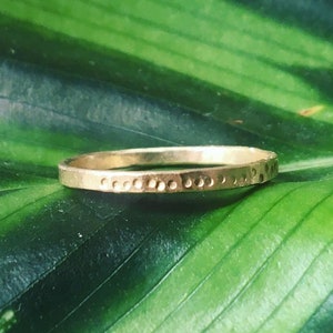 Solid Gold Unique Ring Band - Dotty Gold Ring - Textured Gold - Gold Stacking Ring - Hammered Gold Ring - Alternative Gold Band - Hallmarked