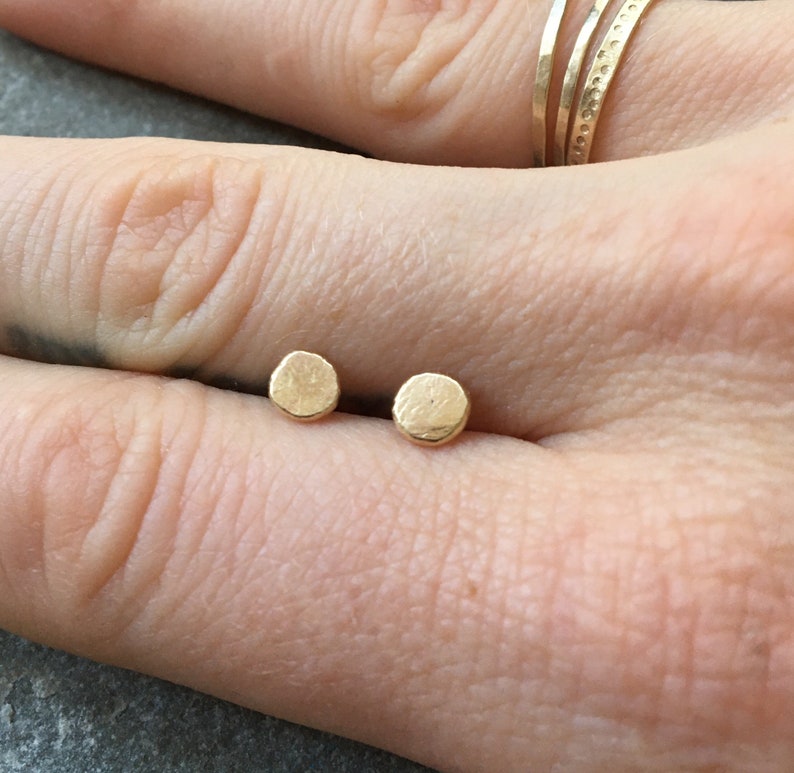 SOLID 9ct Gold Stud Earring Sleeper Pair Textured Rough Etsy