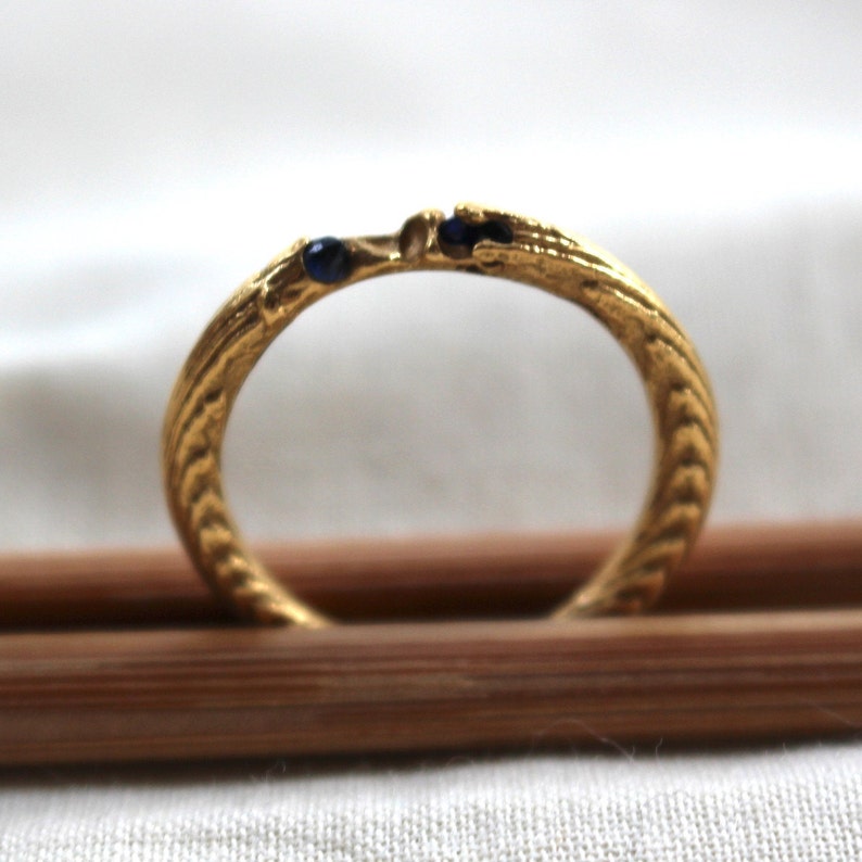 Stunning Cast In Place Blue Sapphire Textured Cuttlefish Cast Gold Plated And Recycled Silver Ring Size Uk O Us 7 5 Captain Peter Jewellery Rings Bands Alquilerprotegido Es