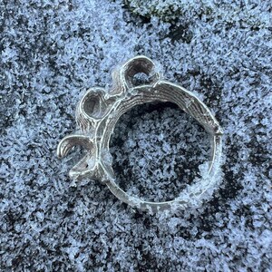 Einzigartige Tintenfisch gegossen Sterling Silber Wellenring, teilweise geschmiedetes Silberband, Statement-Ring, texturierte Linie Silber, Captain Peter Schmuck