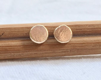 SOLID 9ct Gold Stud Earring Sleeper Pair - Textured Rough Organic Gold - Unique Small Gold Earrings - Minimalist Gold - Multiple Piercings