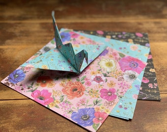 Origami Papier Blumen mit Folienapplikation