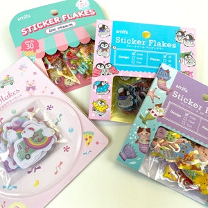 Chats sirènes, glaces, pingouins, heureux, autocollants