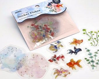 Goldfish stickers, foil stickers,