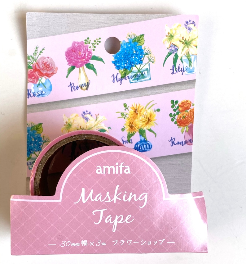 Blumen breit, Washi Tape/Masking Tape Rose