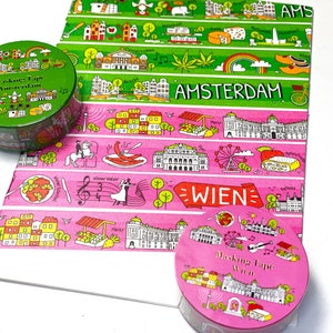 Wiedeń / Amsterdam, Taśmy miejskie, Taśma Washi/Taśma maskująca 7 M x 15 mm