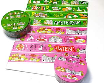 Wien / Amsterdam,  City Tapes , Washi Tape/Masking Tape 7M x 15mm