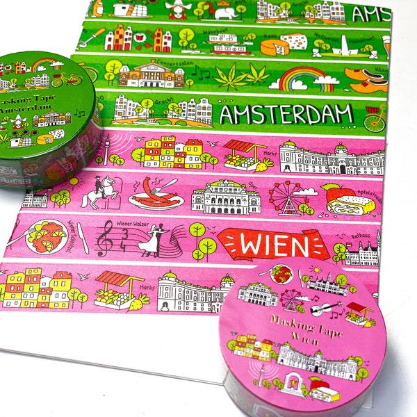 Wien / Amsterdam,  City Tapes , Washi Tape/Masking Tape 7M x 15mm