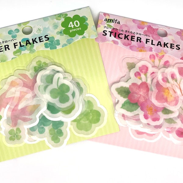 Stickers, labels stickers clover leaf cherry blossom