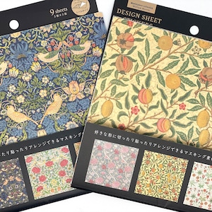 Stickervellen met elk 3 patronen, stickers William Morris