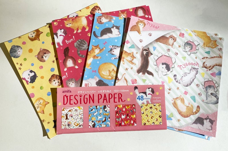 Origami paper different patterns Katzen