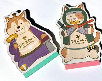 Geisha Dog / Ninja Cat Notizblock/ Memo pad Amifa