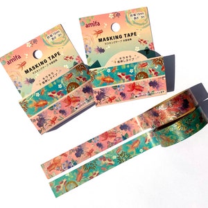 Schleierschwanz / Goldfisch Washi Tape/Masking Tape mit Folienapplikation 15mm x 3 Meter