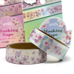 Kersenbloesems op papier glanzende tape, washi tape/masking tape 15 mm