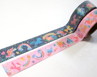 Einhorn mit Glitzerlack/ Masking Tape, Washi Tape