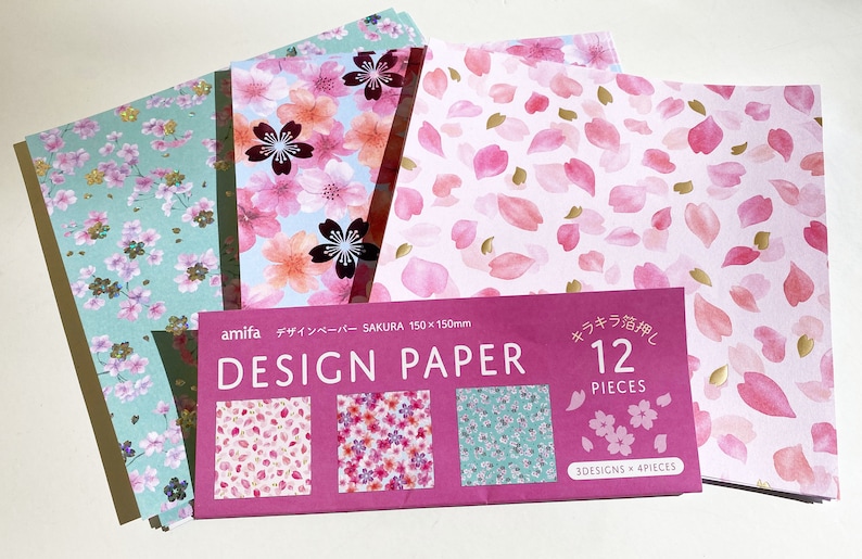 Origami paper different patterns Blumen mit Folie