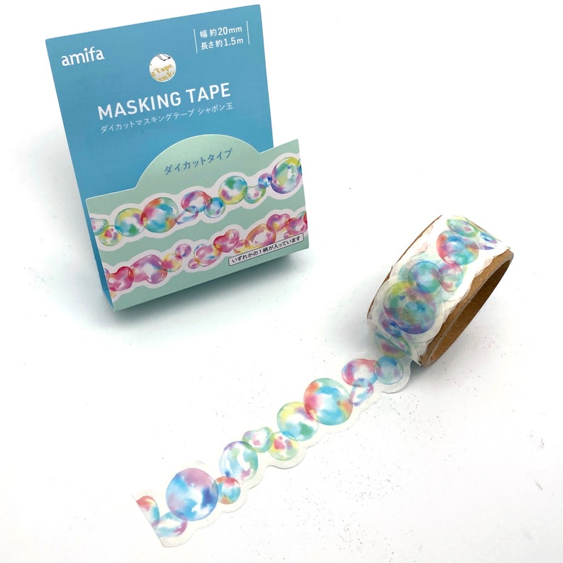 Seifenblasen Tape/Masking Tape Konturgeschnitten 15mm x 1,5M Blau
