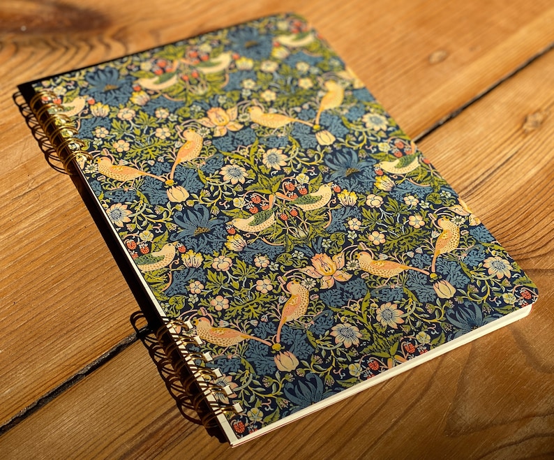 Notizheft, Notebook, Ringheft liniert William Morris A5 Dunkel