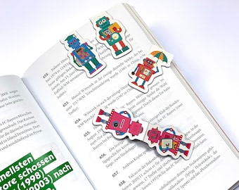 Magnet - Lesezeichen entspannte Robots Bookmarks  4 Stück im Set