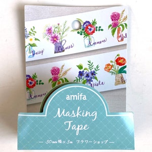 Blumen breit, Washi Tape/Masking Tape Petrol