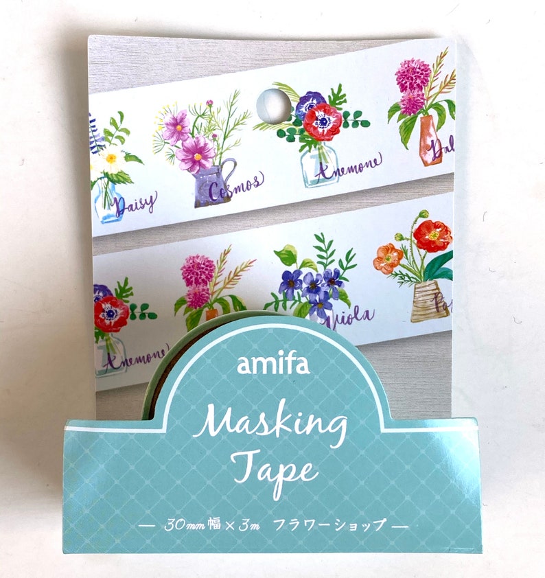 Blumen breit, Washi Tape/Masking Tape Petrol