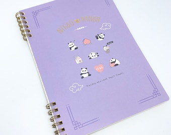Panda Notizheft, Notebook, Ringheft liniert A5