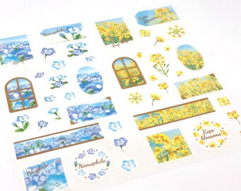 Washi paper sticker flowers/ rapeseed