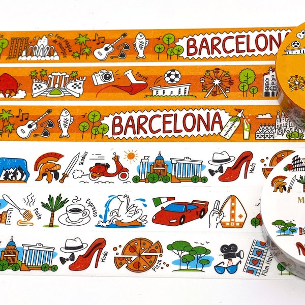 Roma / Barcelona, City Tapes, Washi Tape/Making Tape 7 M x 15 mm