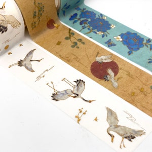 Set Masking Kranich Blumen mit Gold auf Trägerband