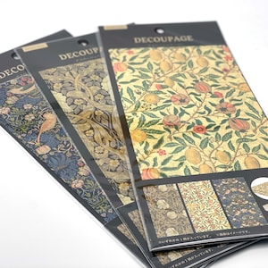 William Morris - papier do decoupage, bardzo cienki, arkusze 50 x 50 cm