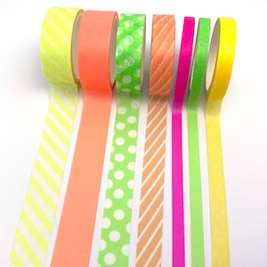 Conjunto de 7 cintas washi de neón / cinta adhesiva