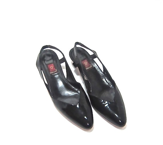 anne klein black patent leather flats