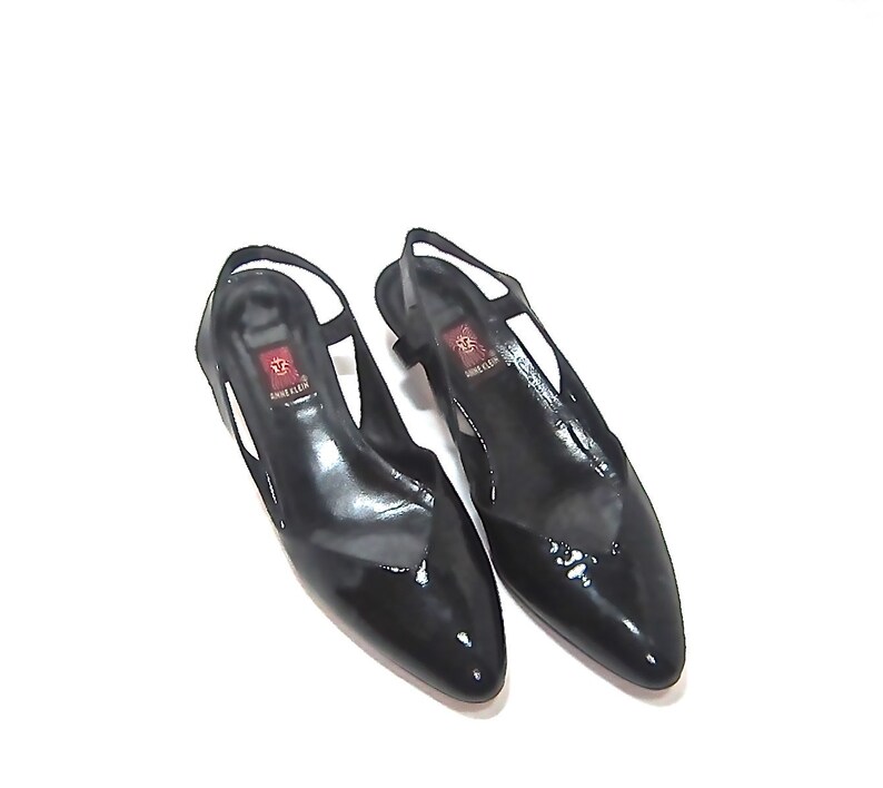 anne klein black patent leather flats