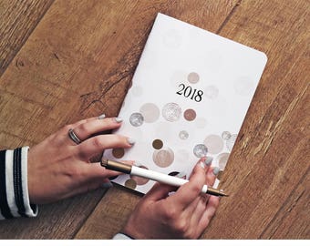 Planner 2018 . Monthly planner 2018 . Organizer 2018 . Journal 2018 . Gold foil Cover . Personalised monthly view Agenda