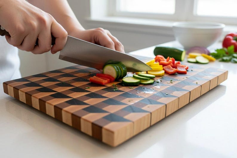 3D Illusion Cubby Pattern Handcrafted End-grain Cutting Board, Premium ...