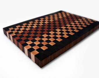Checkered Pattern Handcrafted End Grain Cutting Board, Premium Walnut & Maple Butcher Block, Kitchen Gift