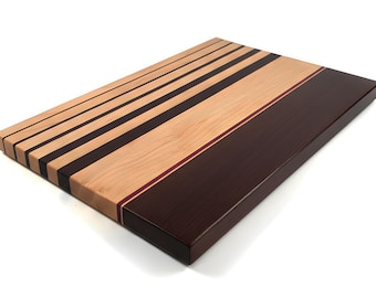 Gradient Stripe Handcrafted Edge Grain Cutting Board, Premium Walnut & Maple Butcher Block, Kitchen Gift