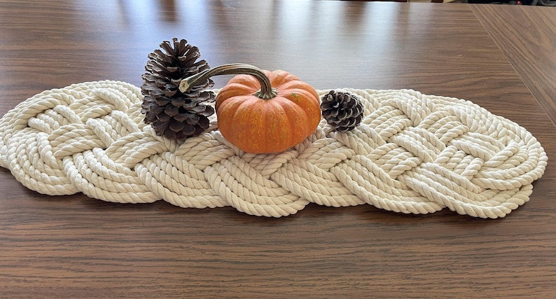 Nautical Cotton Rope Table Runner, Chunky Woven Centerpiece, Farmhouse ...