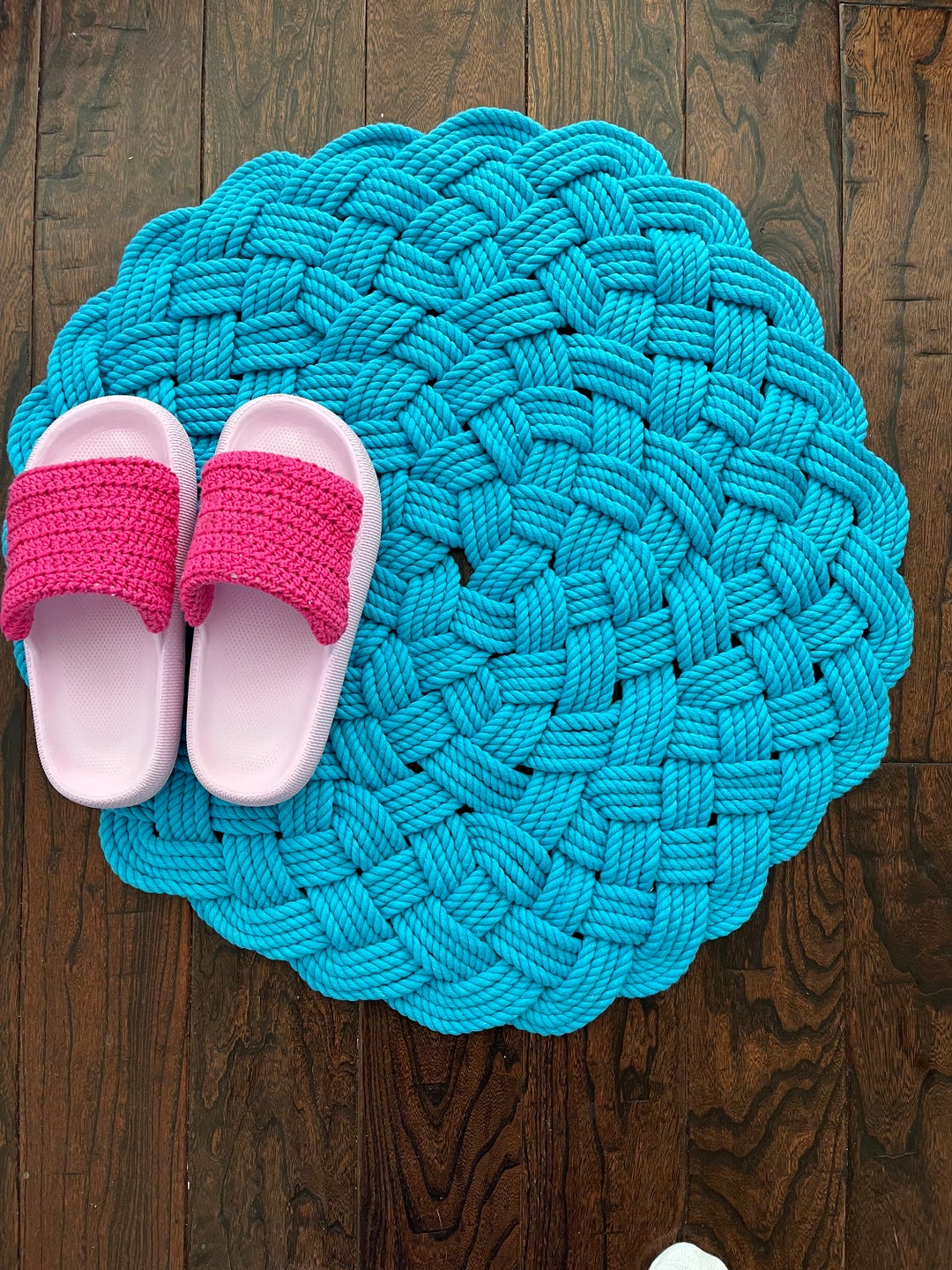 Braided Cotton Bathmat, Round Nautical Rope Mat, Boho Decor - Etsy