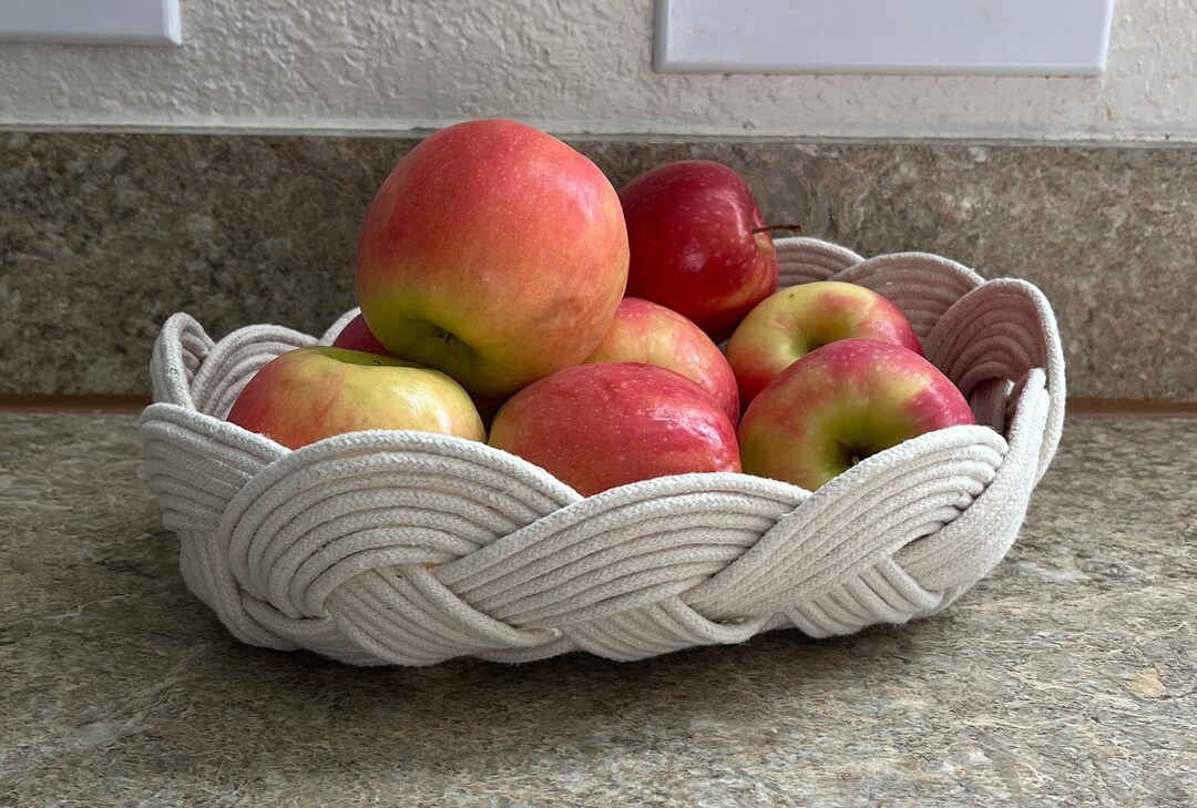 Large Kitchen Rope Bowl, Boho Decor, Cotton Rope Bowl, Rope Basket ...