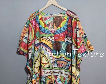 Cotton Lounge Kaftan, Indian Floral Kaftan, Long Caftan,Dress For to be Moms, Beach Cover up, Sleepwear, Indian Kaftan,