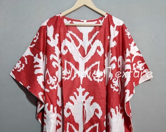 Floral Cotton Kaftan: Indian Maxi Dress, Beach Cover-Up