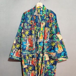 Cotton Kimono, Indian Kimono Robes Printed Dressing Gown Women&#39;s Robes Cotton Dressing Gown Kimono Lightweight Robe Bridesmaid Gifts