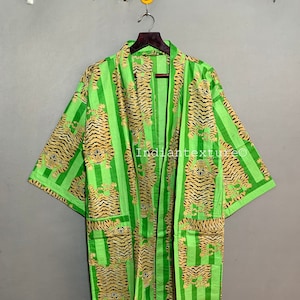 Kimono, Robe, Cotton Robe, Indian Bathrobe, Women Wear Kimono, Gift For Her, Floral Kimono, Cotton Tiger Print Kimono, Boho Dress,