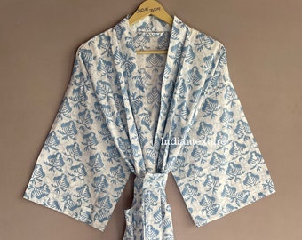 Indian Handmade Cotton Bathrobe, Bridesmaid Kimono Robe, Dressing Gown Kimono, Gift For Her, Indian Kimono Robe,