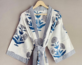 Robes, Lightweight pure cotton kimono robe, ladies night gown, kimono dressing gown, bridesmaid gowns, sustainable women bathrobe, Kimono