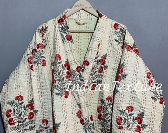 Giacca indiana uomo/donna, giacca di cotone, giacca indiana kantha, Kantha kimono accappatoio, giacca floreale di cotone, cappotto, abbigliamento, moda, kimono,