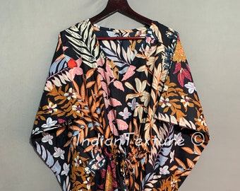 Kaftano di cotone, Kaftano floreale indiano, Caftano lungo, Vestito per essere mamme, Copricostume da spiaggia, Pigiameria, Kaftano indiano, Maxi Abito, Bikini Cover Up