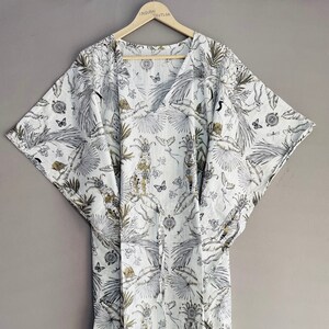 Soft Cotton Handmade Kaftan Dress Beach Cover up Women Night Dress , Indian Cotton Sleepwear Maxi Dress Kimono Robe